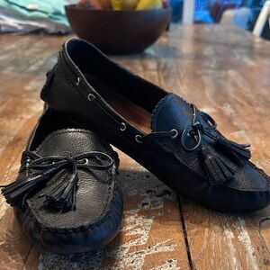 Coach Black Leather Nadia Driving  Loafers with Tassels